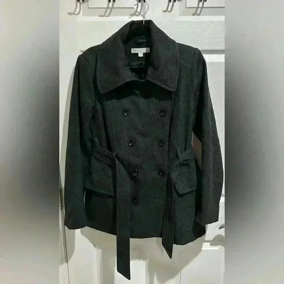 New York & Company Jackets & Blazers - New York and Company Double Breasted Wool Blend Belted Pea Coat Women’s Medium.